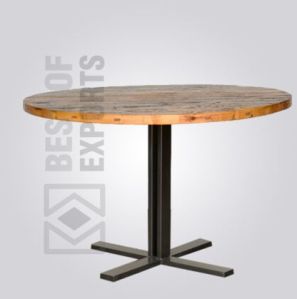 Wooden Top Round Pedestal Dining Table