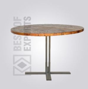 Wooden Top Round Pedestal Restaurant Table