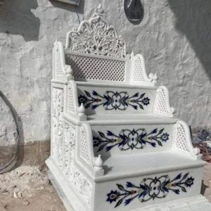 4 Feet White Marble Mimbar