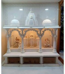 Indoor White Marble Temple With Lighting