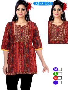 Ladies Rayon Printed Short Kurti