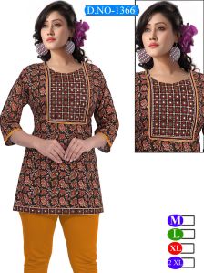 Round Neck Rayon Short Kurti