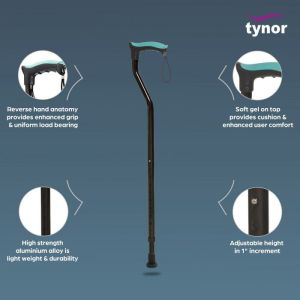 TYNOR WALKING STICK, BLACK, UNIVERSAL SIZE, 1 UNIT