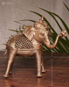 Traditional Art Dhokra Brass Metal Casting Elephant