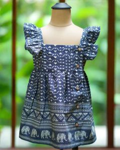 Girls Denim Safari Ruffle Frock