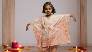 Girls Marble Print Kaftan Set