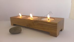 Wooden 3 Tealight Candle Holder