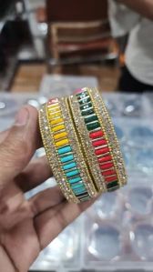 Party Wear Multicolor Glass Bangles Set