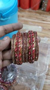 Stone Work Red Sip Bangle Set