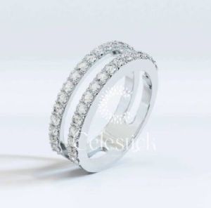 White Gold Celestick Waltz Round Double Half Eternity Lab Grown Diamond Ring