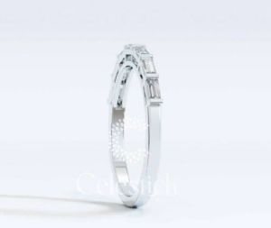 White Gold Celestick Facade Baguette Half Eternity Lab Grown Diamond Ring