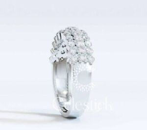 White Gold Celestick Pave Wide Half Eternity Lab Grown Diamond Ring