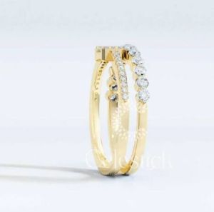 Yellow Gold Celestick Baguette and Round Double Half Eternity Lab Grown Diamond Ring