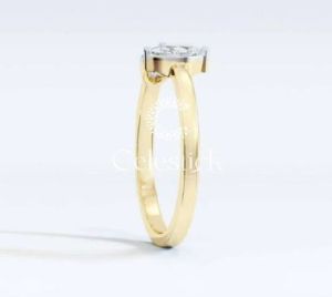 Yellow Gold Celestick Marquise Lab Grown Diamond Open Ring