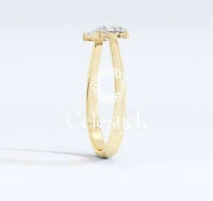 Yellow Gold Celestick Oval and Marquise Lab Grown Diamond Open Ring