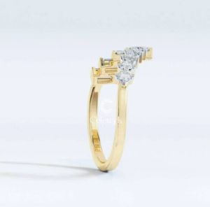 Yellow Gold Celestick Peak Baguette and Round Half Eternity Lab Grown Diamond Ring