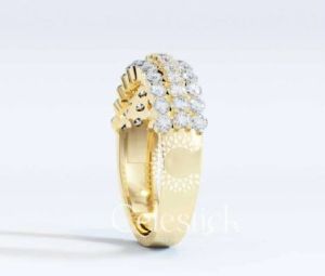 Yellow Gold Celestick Pave Wide Half Eternity Lab Grown Diamond Ring