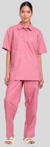 Vidhi Polo Collar Neck Roseate Pink Women Scrub