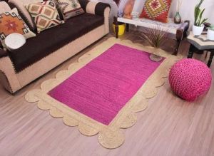 Rectangle Dark Pink Jute Rug