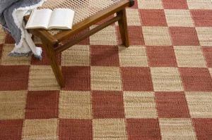 Rectangular Check Braided Jute Rug