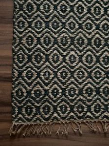 Rectangular Green Handwoven Jute Rug