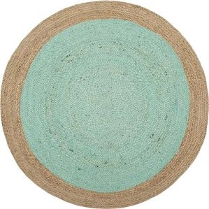 Round Light Ocean Green Floor Jute Rug