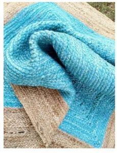 Sky Blue Handmade Natural Jute Rug