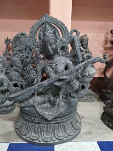 Saraswati Idols in Black Granite