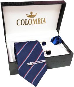 Navy Blue Stripe Necktie Set