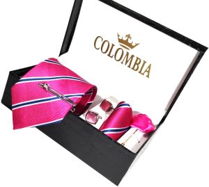 Pink Striped Necktie Set