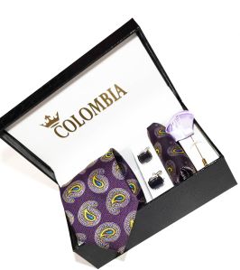 Purple Paisley Necktie Set