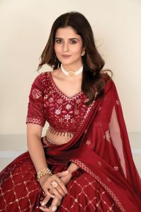 Georgette Maroon Semi Stitched Lehenga with Unstitched Blouse