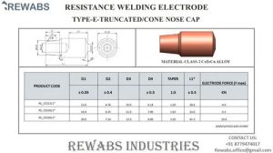 Truncated Nose Resistance Welding Electrode