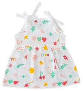 all-over print infants muslin knot frock