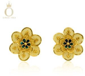 Translucent Blossom Ladies Gold Studs