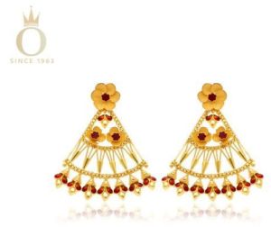 Triangular Blossom Ladies Gold Studs