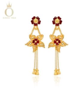 Vibrant Bloom Ladies Gold Earrings