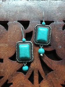 nipstec german silver designer turquoise spider vein dangle earrings
