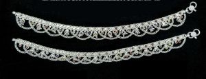 Designer Chainwork Silver Anklet with Multicolor Charms
