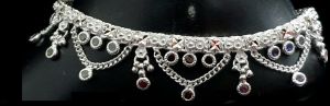 Ethnic Silver Payal with Tiered Loops and Color Beads