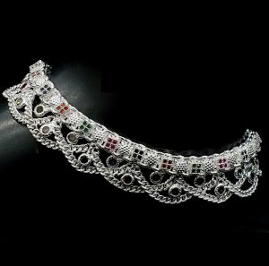 Heavy Multicolor Stone Bridal Anklet