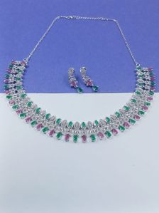 Party Wear Sterling Silver Necklace Set