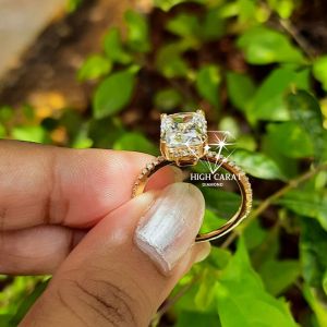 women radiant cut diamond ring