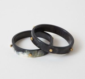 Horn Bangle Brass Stud Fitted