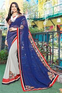 Blue & Grey Party Wear Sarees