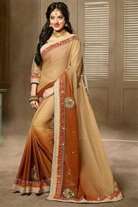 Beige & Brown Party Wear Sarees