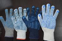 white blue dotted cotton gloves
