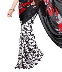 ladies printed synthetic saree