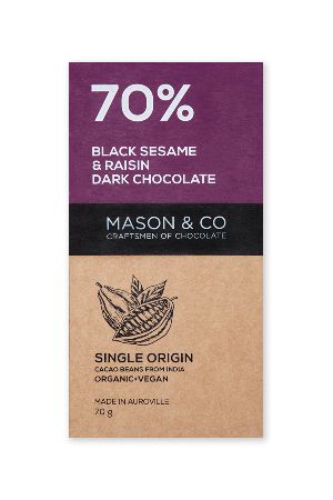 Black Sesame and Raisin Dark Chocolate Bar