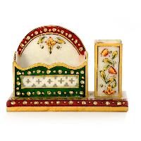 Meenakari Marble Pen Stand N Visiting Card Holder 381